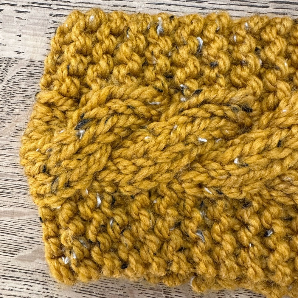 Handmade NWT NEW Wool Knitted Winter Headband Ear Band Warmer Mustard - Picture 2 of 6